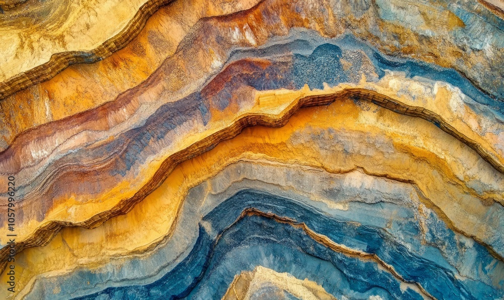 Bird s eye view of industrial terraces on mineral mine Opencast mining Drone s eye view Bird s eye view of industrial terraces on mineral mine Opencast mining Drone s eye view