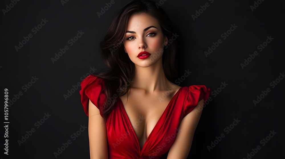 Obraz premium A woman in a red dress posing for the camera