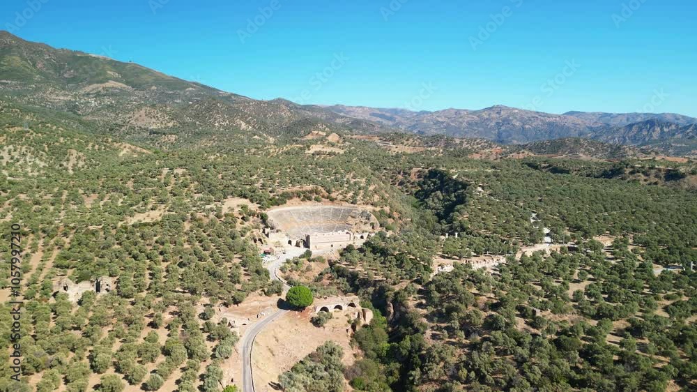 Aerial view of the ancient city of Nysa, located in Aydin, Turkey Aerial view of the ancient city of Nysa, located in Aydin, Turkey