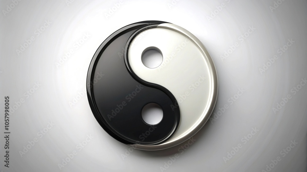 Minimalist Yin Yang emblem in black and white design Minimalist Yin Yang emblem in black and white design