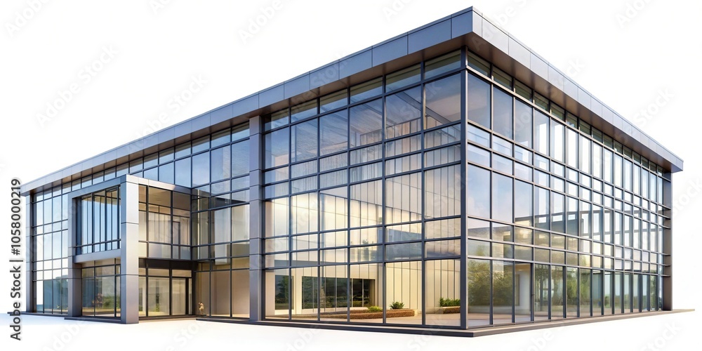 Modern building with glass front isolated on white created with Leading Lines Modern building with glass front isolated on white created with Leading Lines