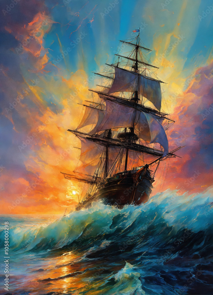 Fototapeta premium sailboat at sunset