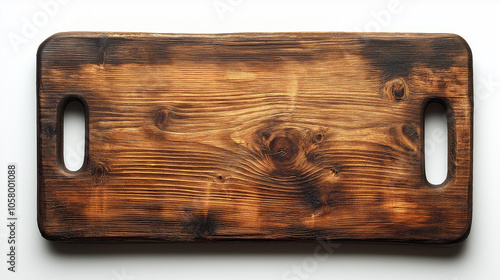 dark brown wooden cutting board with handles photo