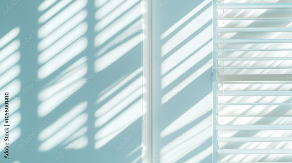 Fototapeta premium Sunlight filtering through blinds, minimalistic close up shot