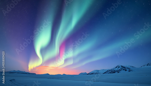 Wallpaper Mural Amazing view of northern lights in night sky isolated with white highlights, png Torontodigital.ca
