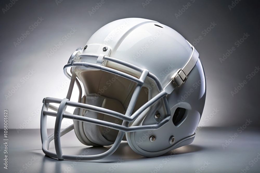 Naklejka premium Modern white football helmet for mock up low angle view
