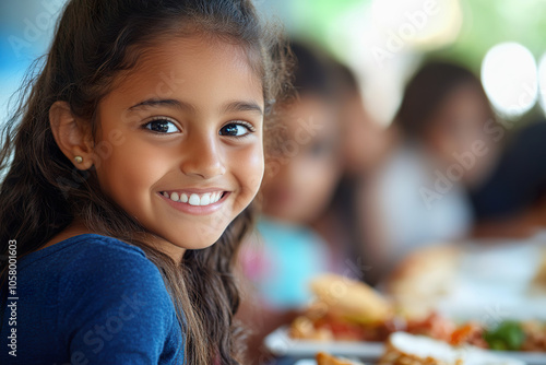 Children with food allergies enjoying safe snacks at a birthday party celebration photo