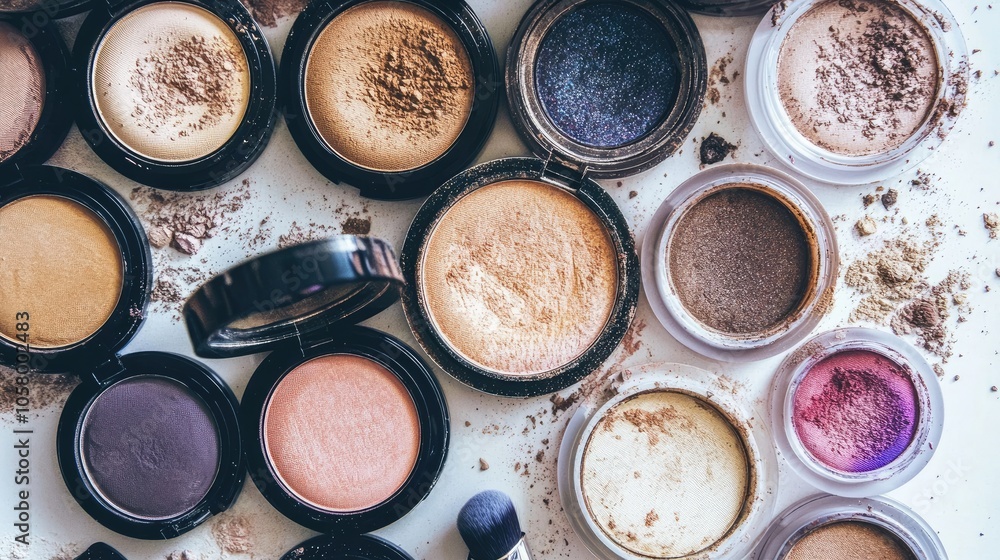 Variety of Colorful Makeup Powders and Tools Variety of Colorful Makeup Powders and Tools