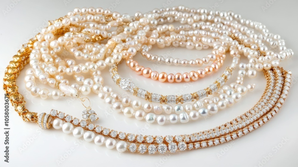 Elegant Pearl and Diamond Jewelry Collection Display