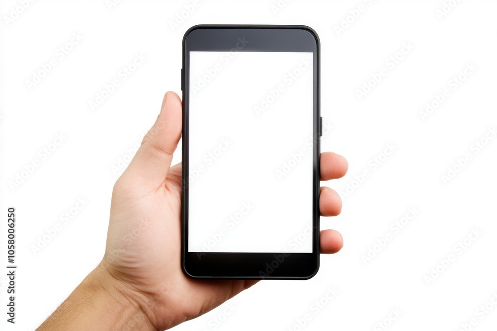 Smartphone mockup with a blank screen isolated on a white background, ideal for app presentations or digital design. Smartphone mockup with a blank screen isolated on a white background, ideal for app presentations or digital design.