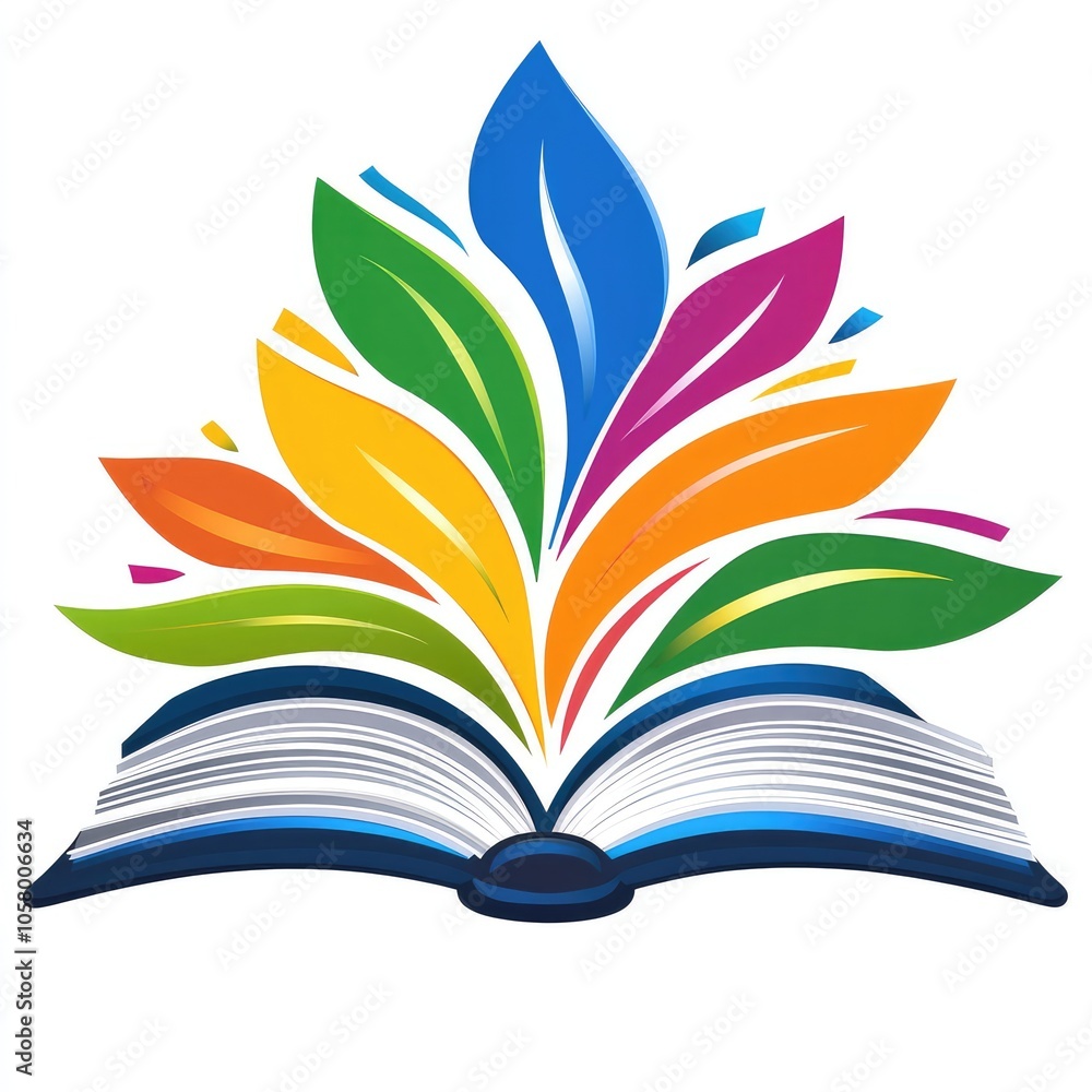 Colorful Open Book with Vibrant Leaves Symbolizing Knowledge and Growth - Ideal for Educational and Creative Concepts Colorful Open Book with Vibrant Leaves Symbolizing Knowledge and Growth - Ideal for Educational and Creative Concepts