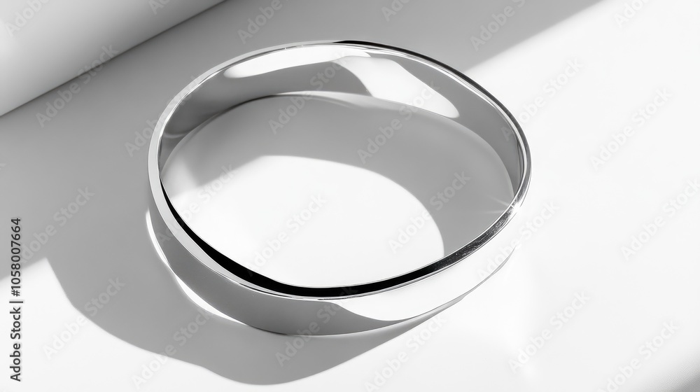 Elegant Silver Bracelet on Minimalist Background Elegant Silver Bracelet on Minimalist Background