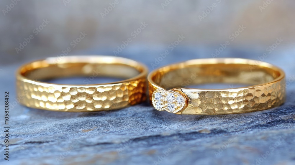 Elegant Gold Wedding Rings with Sparkling Detail Elegant Gold Wedding Rings with Sparkling Detail