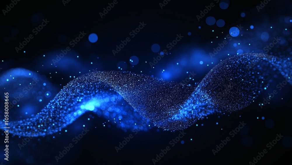 Abstract blue glowing particles background featuring a bokeh effect, with shiny glitter dust creating a dynamic space for presentations or technology videos, showcasing a blend of light and dark blue Abstract blue glowing particles background featuring a bokeh effect, with shiny glitter dust creating a dynamic space for presentations or technology videos, showcasing a blend of light and dark blue