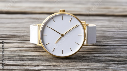 Wallpaper Mural Elegant Gold Watch on Wooden Table Torontodigital.ca