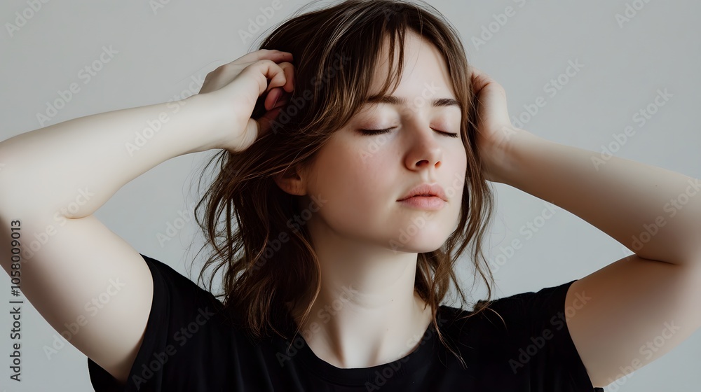 A woman with a black shirt and brown hair A woman with a black shirt and brown hair