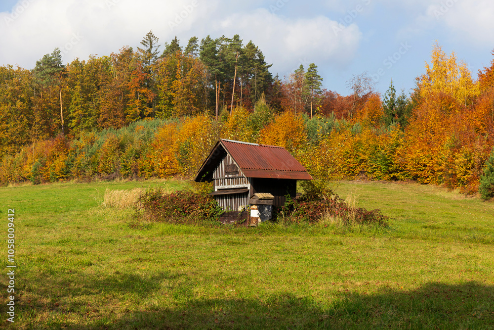 Colorful autumn Landscape in Bohemian Paradise, Czech Republic