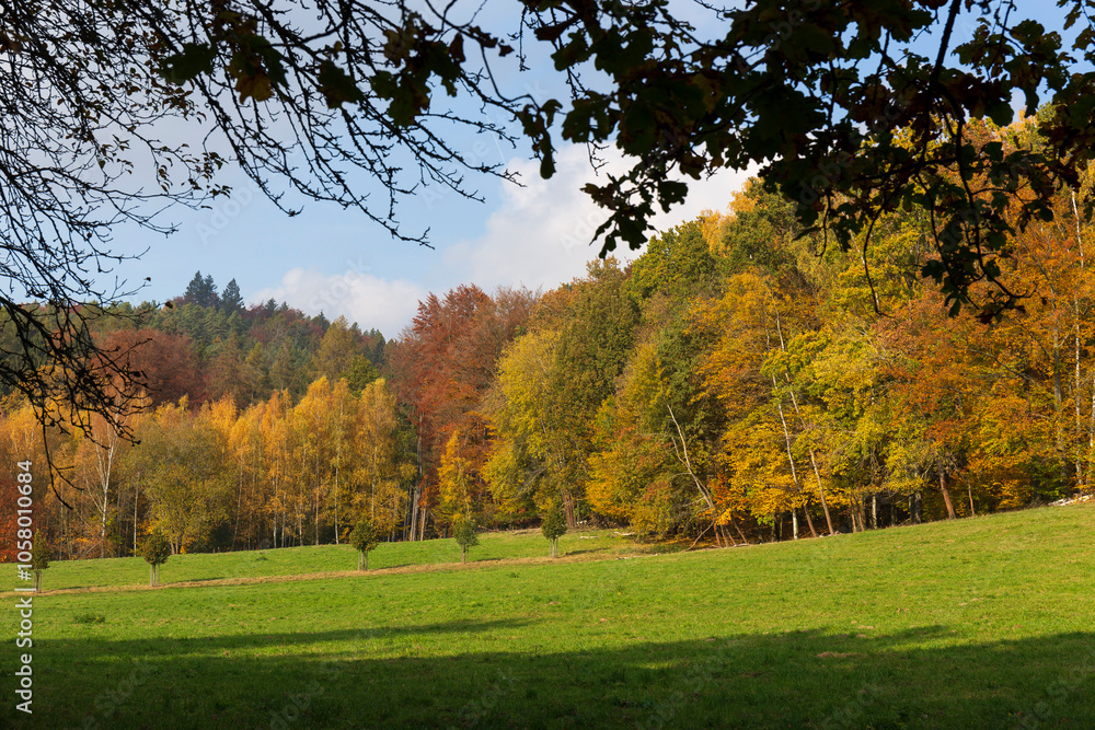 Colorful autumn Landscape in Bohemian Paradise, Czech Republic