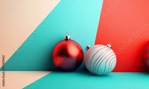 Christmas cards with minimalist, geometric designs, featuring sharp lines and clean shapes in holiday-themed colors