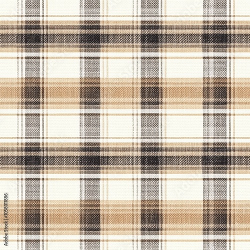 Beige, Brown, and Black Plaid Fabric Texture pattern ,seamless pattern ,textile design photo