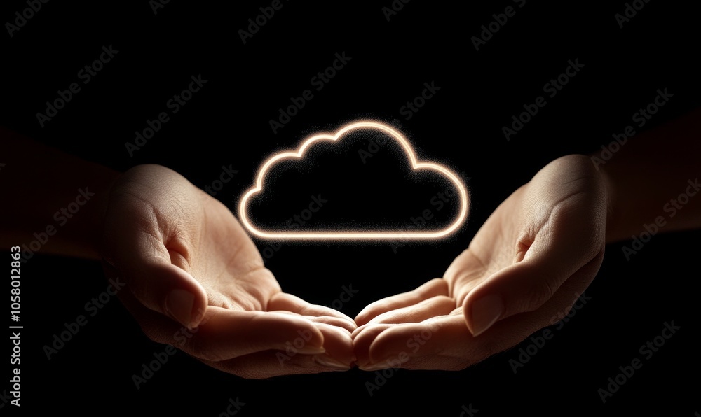 Obraz premium hands exhibiting the cloud computing symbol