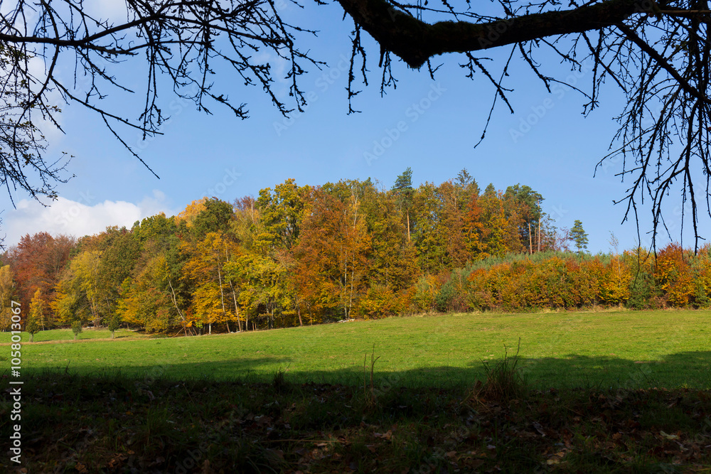 Colorful autumn Landscape in Bohemian Paradise, Czech Republic