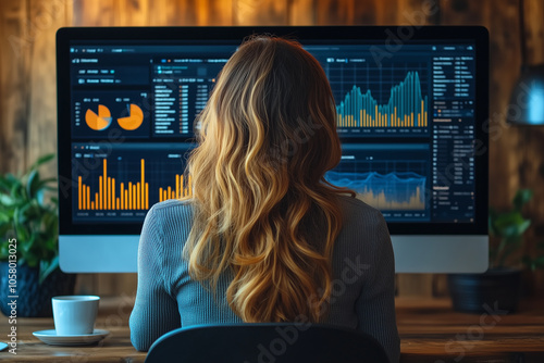 E-commerce specialist managing online store analytics, pleased with customer engagement stats.