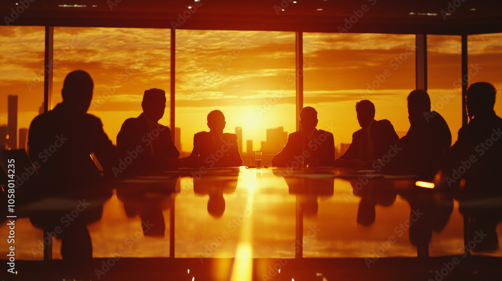 The meeting hall is illuminated by the rays of the setting sun. Colleagues are holding a meeting The meeting hall is illuminated by the rays of the setting sun. Colleagues are holding a meeting