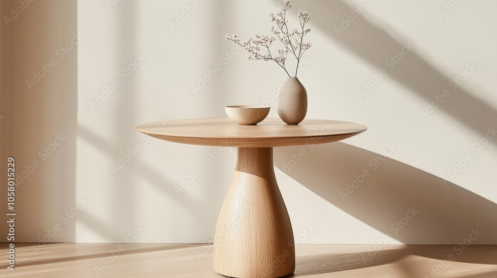 Minimalist Table with Vase and Bowl in Natural Light Minimalist Table with Vase and Bowl in Natural Light