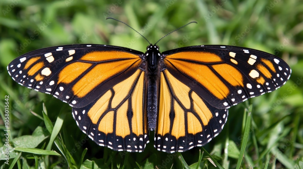Fototapeta premium Monarch Butterfly on Green Grass