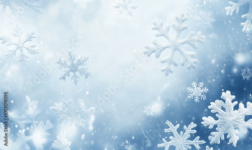 Blue winter banner with snowflakes