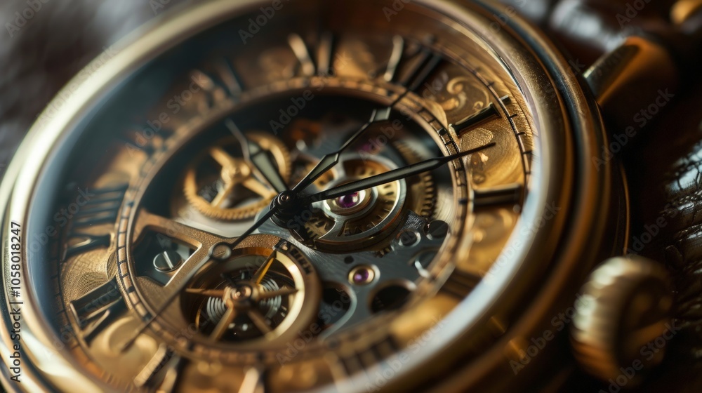 Classic watch face close-up, showcasing intricate gears and details, set against a soft leather background, emphasizing craftsmanship and timeless elegance. Classic watch face close-up, showcasing intricate gears and details, set against a soft leather background, emphasizing craftsmanship and timeless elegance.