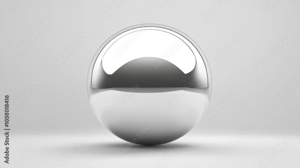 Reflective Metallic Sphere on Minimalist Background Reflective Metallic Sphere on Minimalist Background