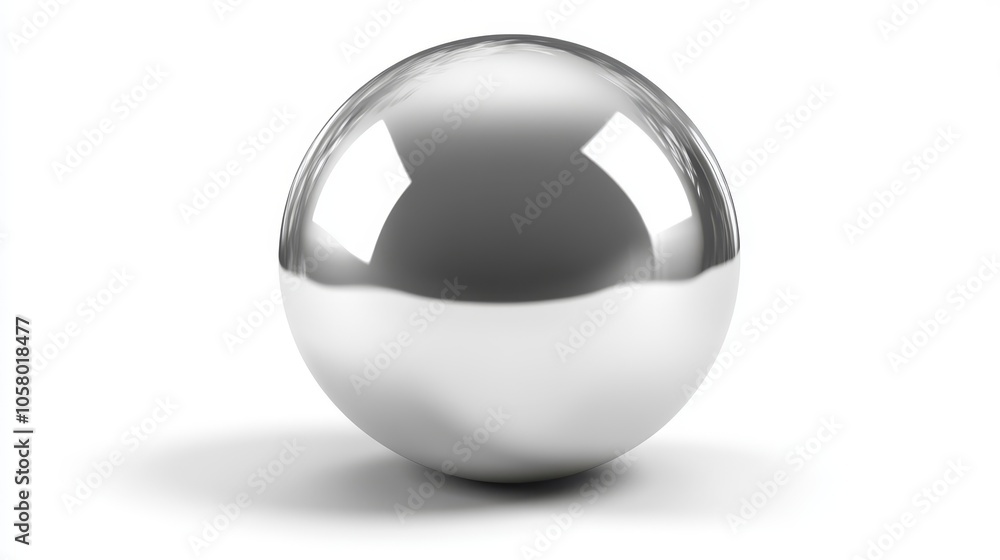 Reflective Silver Sphere on White Background Reflective Silver Sphere on White Background