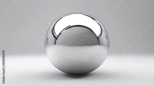 Shiny Silver Reflective Sphere on Minimalist Background