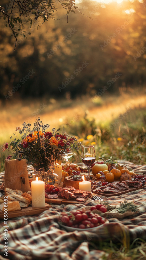 A very beautifully set table in nature, in a cozy autumn garden. A very beautifully set table in nature, in a cozy autumn garden.