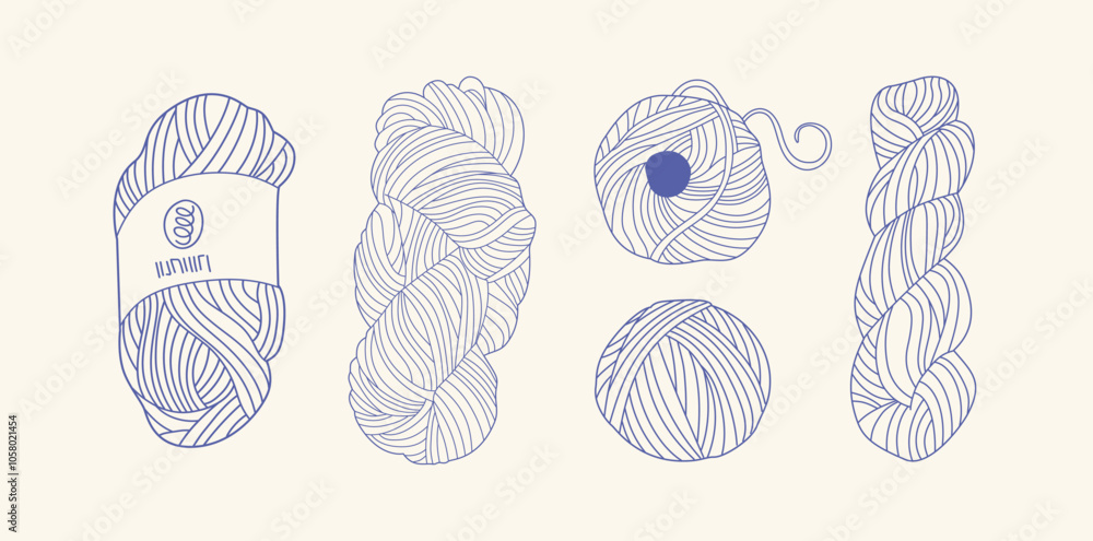 A set of balls of yarn. Thread for knitting in line style. A set of balls of yarn. Thread for knitting in line style.