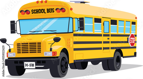 Vector illustration of School Bus in yellow color cartoon