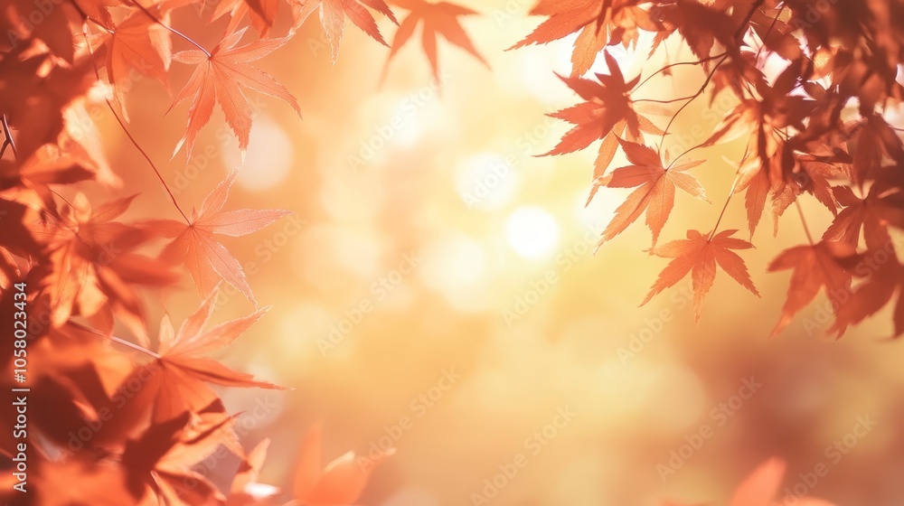 Softly Lit Autumn Leaves with Warm Bokeh Background Softly Lit Autumn Leaves with Warm Bokeh Background