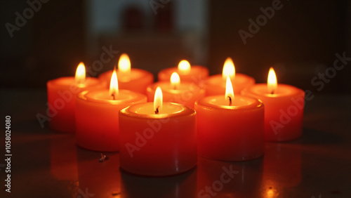 red candles in the dark