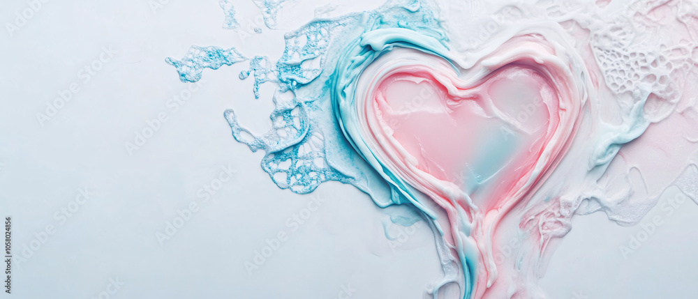 Abstract Heart Shape Created with Pink and Blue Paint Abstract Heart Shape Created with Pink and Blue Paint