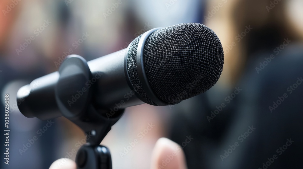Close-up of a microphone, ideal for events, music, podcasts, or speeches. Perfect for media and entertainment usage. Close-up of a microphone, ideal for events, music, podcasts, or speeches. Perfect for media and entertainment usage.