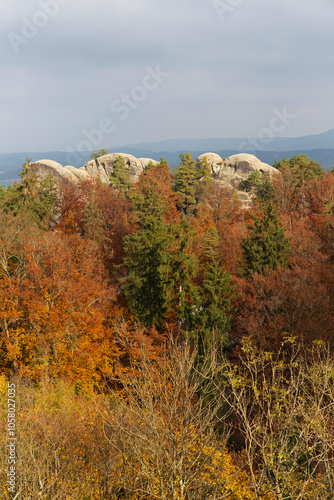 Obraz na płótnie Colorful autumn Landscape in Bohemian Paradise, Czech Republic w salonie