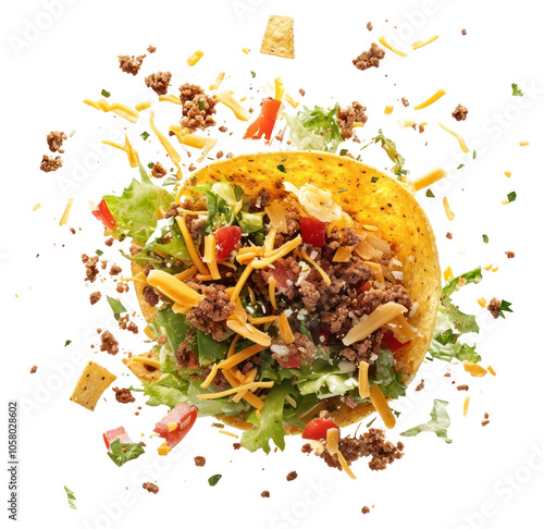 PNG Classic Taco Crack Explosion taco exploding shredded. photo