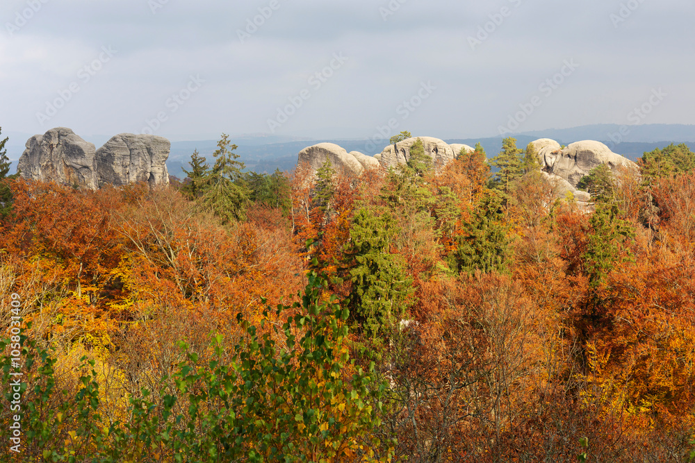 Colorful autumn Landscape in Bohemian Paradise, Czech Republic