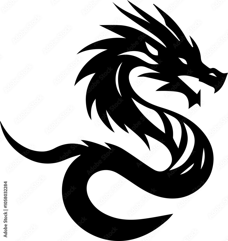 Naklejka premium black dragon tattoo