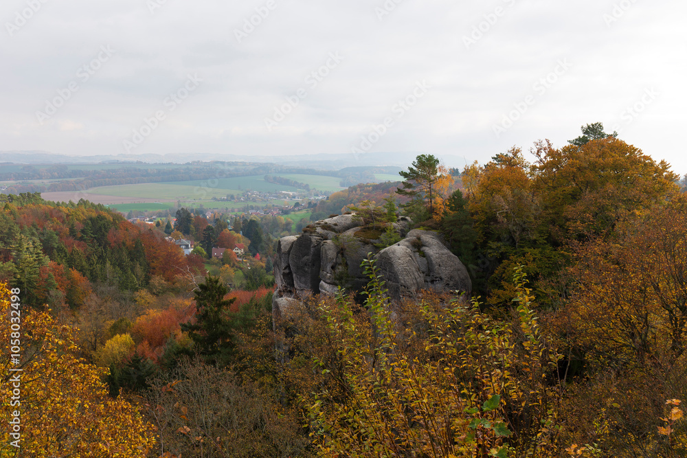 Colorful autumn Landscape in Bohemian Paradise, Czech Republic
