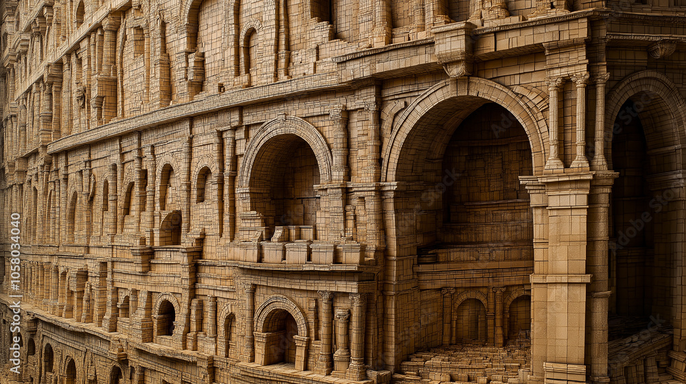 Obraz premium Detailed Photo of the Colosseum in Rome Crafted from Paper with Architectural Precision