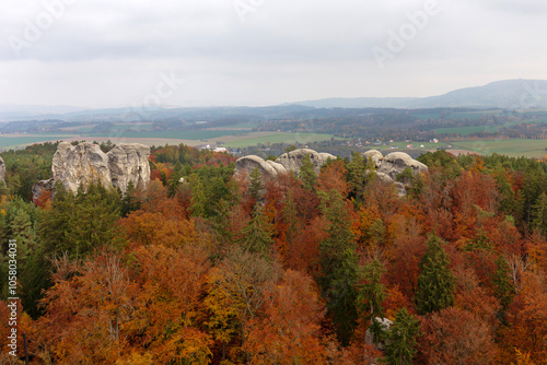 Obraz na płótnie Colorful autumn Landscape in Bohemian Paradise, Czech Republic w salonie