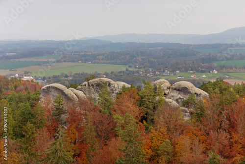 Obraz na płótnie Colorful autumn Landscape in Bohemian Paradise, Czech Republic w salonie